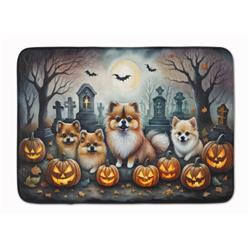 19 x 27 in. Unisex Pomeranian Spooky Halloween Memory Foam Kitchen Mat