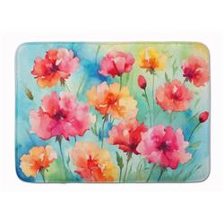 19 x 27 in. Unisex Carnations in Watercolor Memory Foam Kitchen Mat