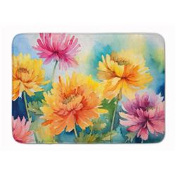 19 x 27 in. Unisex Chrysanthemums in Watercolor Memory Foam Kitchen Mat