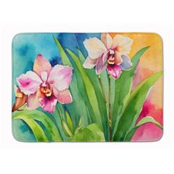 19 x 27 in. Unisex Orchids in Watercolor Memory Foam Kitchen Mat