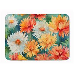 19 x 27 in. Unisex Chrysanthemums in Watercolor Memory Foam Kitchen Mat
