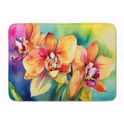 19 x 27 in. Unisex Orchids in Watercolor Memory Foam Kitchen Mat