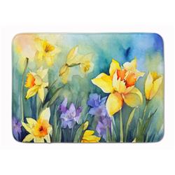 19 x 27 in. Unisex Daffodils in Watercolor Memory Foam Kitchen Mat