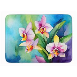 19 x 27 in. Unisex Orchids in Watercolor Memory Foam Kitchen Mat