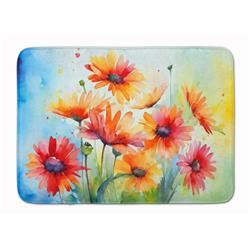19 x 27 in. Unisex Gerbera Daisies in Watercolor Memory Foam Kitchen Mat