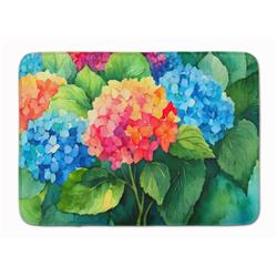 19 x 27 in. Unisex Hydrangeas in Watercolor Memory Foam Kitchen Mat