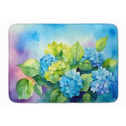 19 x 27 in. Unisex Hydrangeas in Watercolor Memory Foam Kitchen Mat