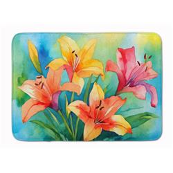19 x 27 in. Unisex Lilies in Watercolor Memory Foam Kitchen Mat