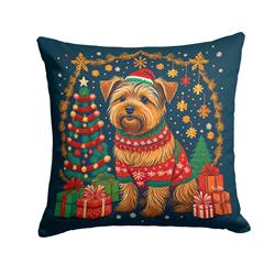 14 x 14 in. Unisex Norfolk Terrier Christmas Fabric Decorative Pillow