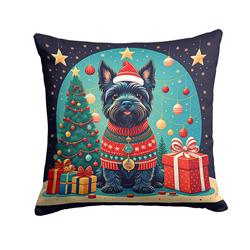 14 x 14 in. Unisex Scottish Terrier Christmas Fabric Decorative Pillow