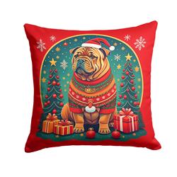 14 x 14 in. Unisex Shar Pei Christmas Fabric Decorative Pillow