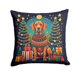 14 x 14 in. Unisex Vizsla Christmas Fabric Decorative Pillow