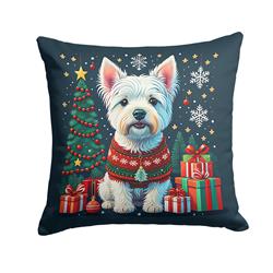 14 x 14 in. Unisex Westie Christmas Fabric Decorative Pillow