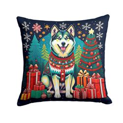 18 x 18 in. Unisex Alaskan Malamute Christmas Fabric Decorative Pillow
