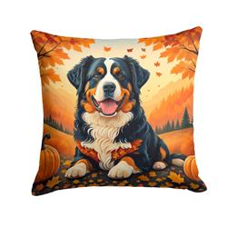 18 x 18 in. Unisex Bernese Mountain Dog Fall Fabric Decorative Pillow