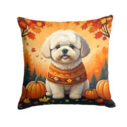 18 x 18 in. Unisex Bichon Frise Fall Fabric Decorative Pillow