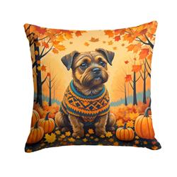 18 x 18 in. Unisex Border Terrier Fall Fabric Decorative Pillow