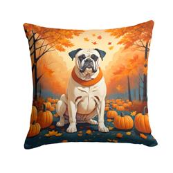 18 x 18 in. Unisex White Boxer Fall Fabric Decorative Pillow