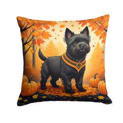18 x 18 in. Unisex Black Cairn Terrier Fall Fabric Decorative Pillow