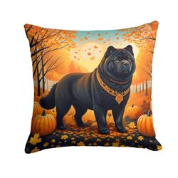 18 x 18 in. Unisex Black Chow Chow Fall Fabric Decorative Pillow