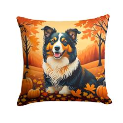 18 x 18 in. Unisex Collie Fall Fabric Decorative Pillow