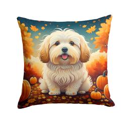 18 x 18 in. Unisex Coton De Tulear Fall Fabric Decorative Pillow