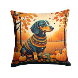 18 x 18 in. Unisex Dachshund Fall Fabric Decorative Pillow