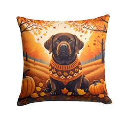 18 x 18 in. Unisex Chocolate Labrador Retriever Fall Fabric Decorative Pillow