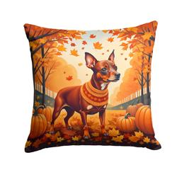 18 x 18 in. Unisex Red Miniature Pinscher Fall Fabric Decorative Pillow