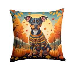 18 x 18 in. Unisex Miniature Pinscher Fall Fabric Decorative Pillow