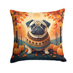 18 x 18 in. Unisex Fawn Pug Fall Fabric Decorative Pillow