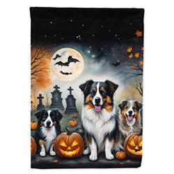 DAC2009CHF 40 x 28 in. Australian Shepherd Spooky Halloween House Flag
