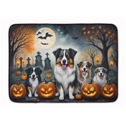 19 x 27 in. Unisex Australian Shepherd Spooky Halloween Memory Foam Kitchen Mat