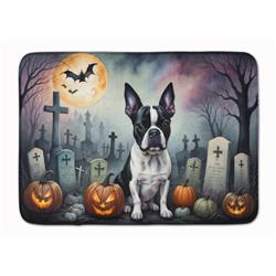 19 x 27 in. Unisex Boston Terrier Spooky Halloween Memory Foam Kitchen Mat