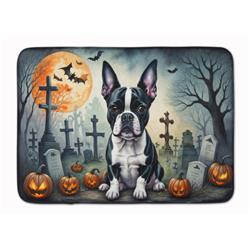 19 x 27 in. Unisex Boston Terrier Spooky Halloween Memory Foam Kitchen Mat