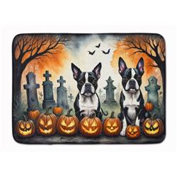 19 x 27 in. Unisex Boston Terrier Spooky Halloween Memory Foam Kitchen Mat