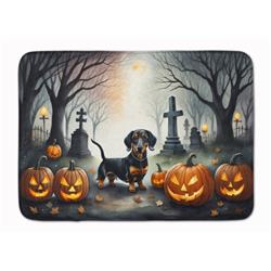 19 x 27 in. Unisex Dachshund Spooky Halloween Memory Foam Kitchen Mat
