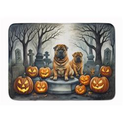 19 x 27 in. Unisex Shar Pei Spooky Halloween Memory Foam Kitchen Mat