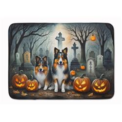 19 x 27 in. Unisex Sheltie Spooky Halloween Memory Foam Kitchen Mat