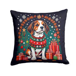 14 x 14 in. Unisex Beagle Christmas Fabric Decorative Pillow