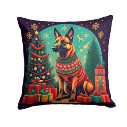 14 x 14 in. Unisex Belgian Malinois Christmas Fabric Decorative Pillow