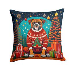 14 x 14 in. Unisex Boxer Christmas Fabric Decorative Pillow