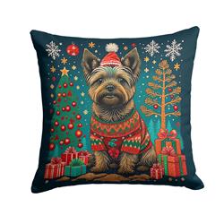 14 x 14 in. Unisex Cairn Terrier Christmas Fabric Decorative Pillow