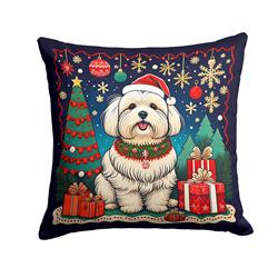 14 x 14 in. Unisex Coton De Tulear Christmas Fabric Decorative Pillow