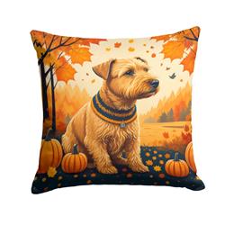 14 x 14 in. Unisex Lakeland Terrier Fall Fabric Decorative Pillow