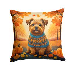 14 x 14 in. Unisex Norfolk Terrier Fall Fabric Decorative Pillow