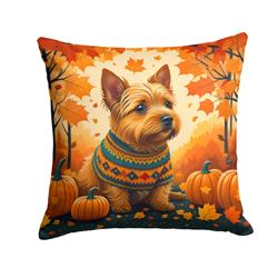14 x 14 in. Unisex Norwich Terrier Fall Fabric Decorative Pillow