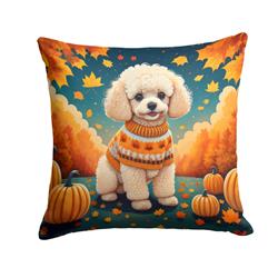 14 x 14 in. Unisex Poodle Fall Fabric Decorative Pillow