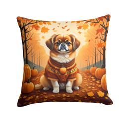 14 x 14 in. Unisex Tibetan Spaniel Fall Fabric Decorative Pillow