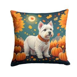 14 x 14 in. Unisex Westie Fall Fabric Decorative Pillow